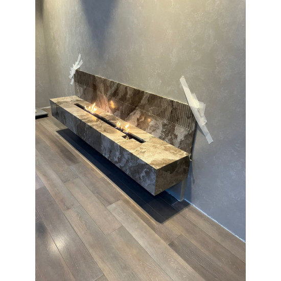 Облицовка биокамина мрамором LUXURY BROWN